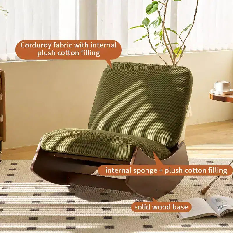 Credenza in Rattan con 2 Ante Magnetiche, Ripiani Regolabili e Gambe in Legno, Madia Laterale, Khaki