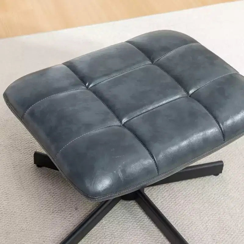 Set Divano e Pouf Imbottiti in Similpelle a 2 Pezzi con Base in Metallo per Soggiorno