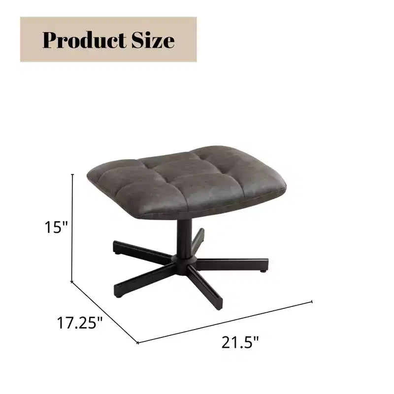 Set Divano e Pouf Imbottiti in Similpelle a 2 Pezzi con Base in Metallo per Soggiorno