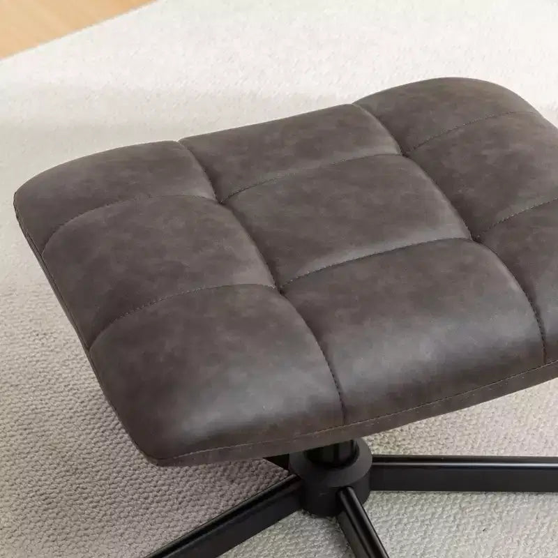 Set Divano e Pouf Imbottiti in Similpelle a 2 Pezzi con Base in Metallo per Soggiorno