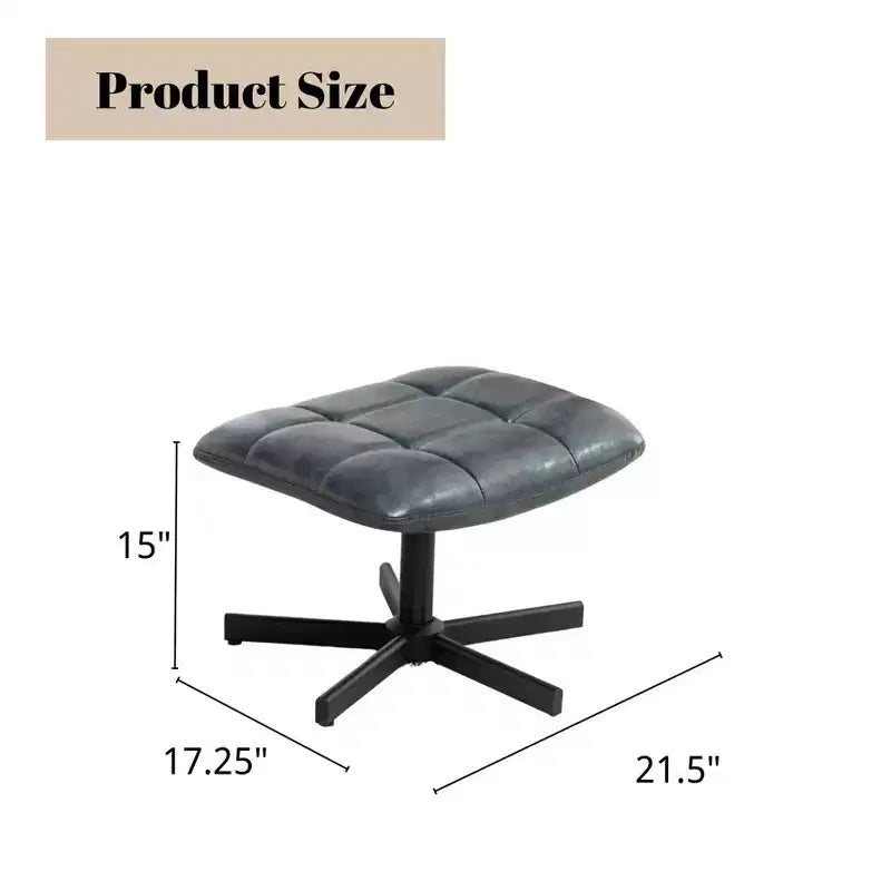 Set Divano e Pouf Imbottiti in Similpelle a 2 Pezzi con Base in Metallo per Soggiorno