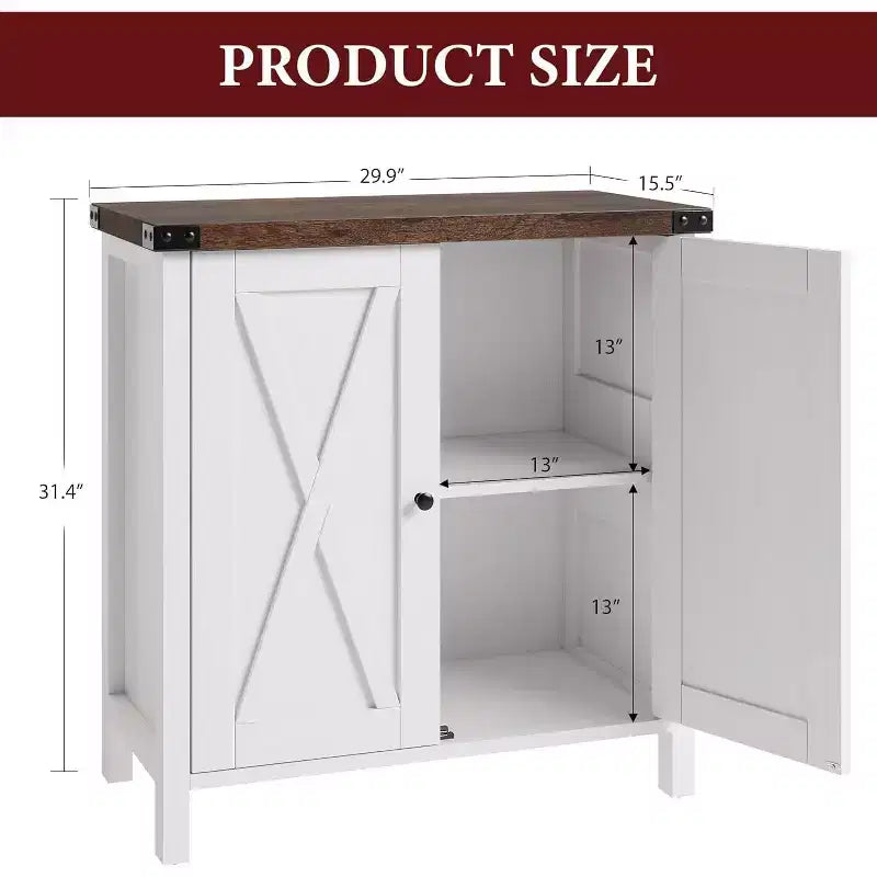 Piccolo Mobile Contenitore a 2 pezzi, Credenza Rustica con 2 Ante e Ripiani Regolabili, Consolle da Ingresso per Soggiorno/Sala da Pranzo/Cucina