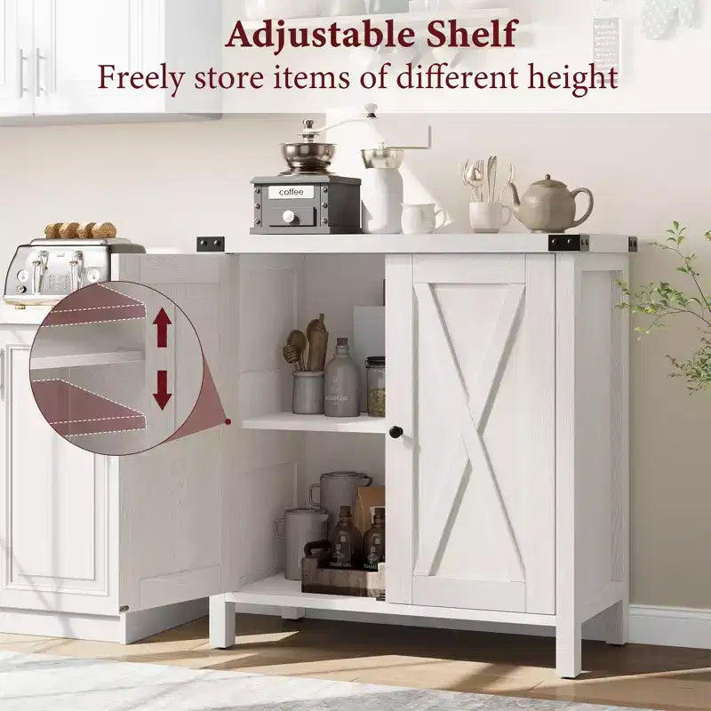 Piccolo Mobile Contenitore a 2 pezzi, Credenza Rustica con 2 Ante e Ripiani Regolabili, Consolle da Ingresso per Soggiorno/Sala da Pranzo/Cucina
