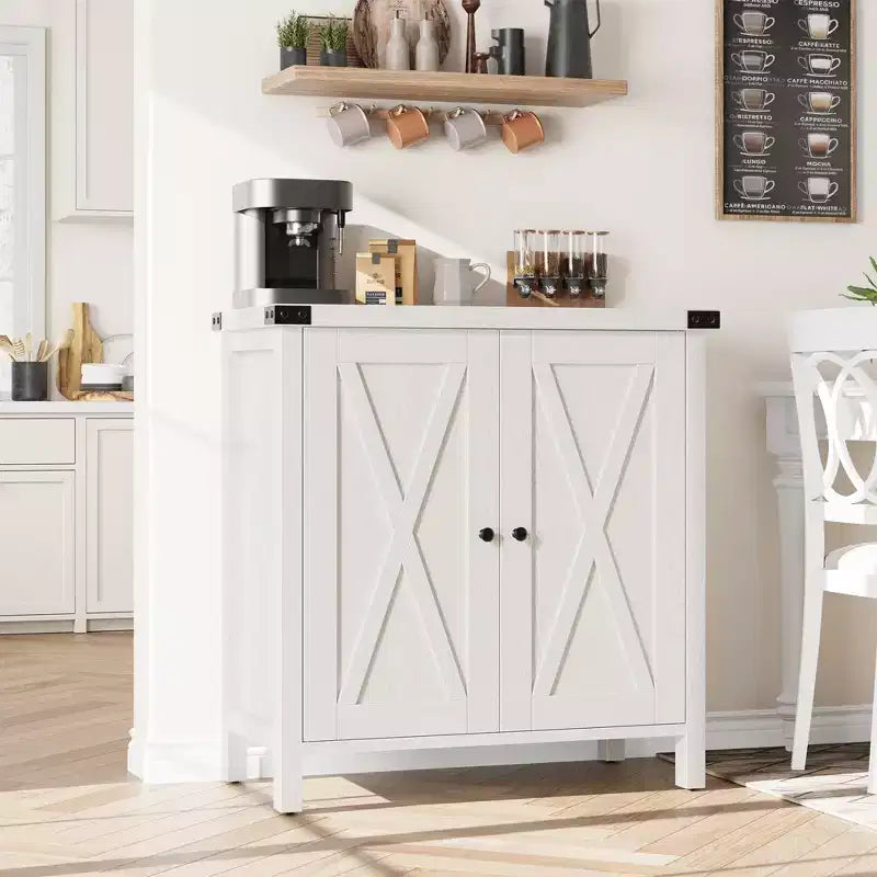 Piccolo Mobile Contenitore a 2 pezzi, Credenza Rustica con 2 Ante e Ripiani Regolabili, Consolle da Ingresso per Soggiorno/Sala da Pranzo/Cucina