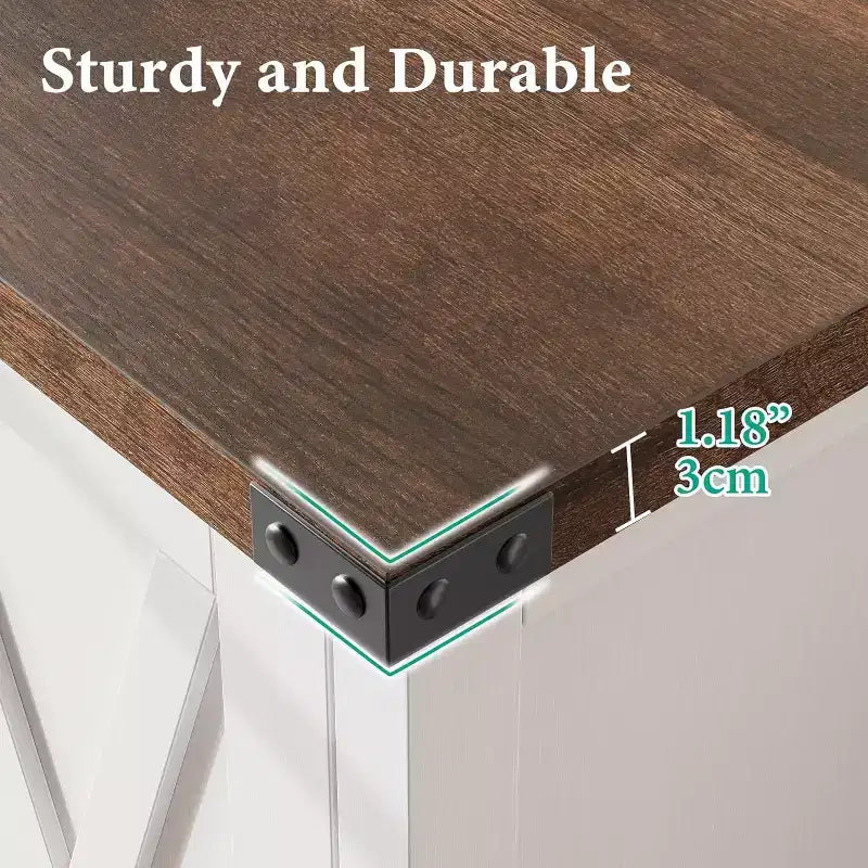 Piccolo Mobile Contenitore a 2 pezzi, Credenza Rustica con 2 Ante e Ripiani Regolabili, Consolle da Ingresso per Soggiorno/Sala da Pranzo/Cucina