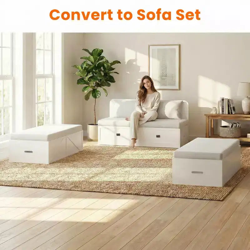 Divano letto convertibile con contenitore, letto a scomparsa, Piazza e Mezza/Matrimoniale, Materasso Non Incluso