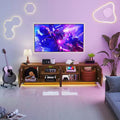 Mobile TV rustico da 172 cm per TV da 75" con luci LED a 16 colori e 6 vani portaoggetti, marrone