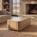 Homsee 4-Drawer Coffee Table with Storage  Modern Accent Table for Living Room, Light Oak Finish