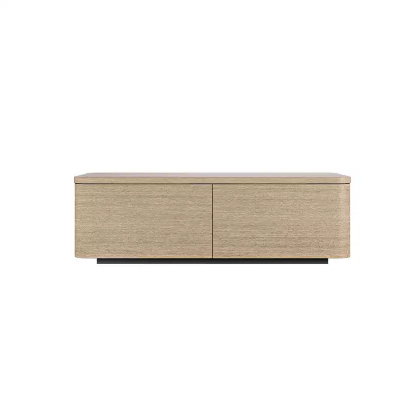 Tavolino da salotto a 4 cassetti con vano contenitore, tavolino moderno per soggiorno, finitura rovere chiaro