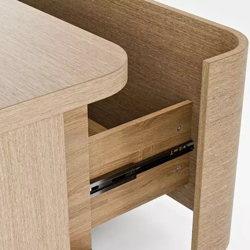 Tavolino da salotto a 4 cassetti con vano contenitore, tavolino moderno per soggiorno, finitura rovere chiaro