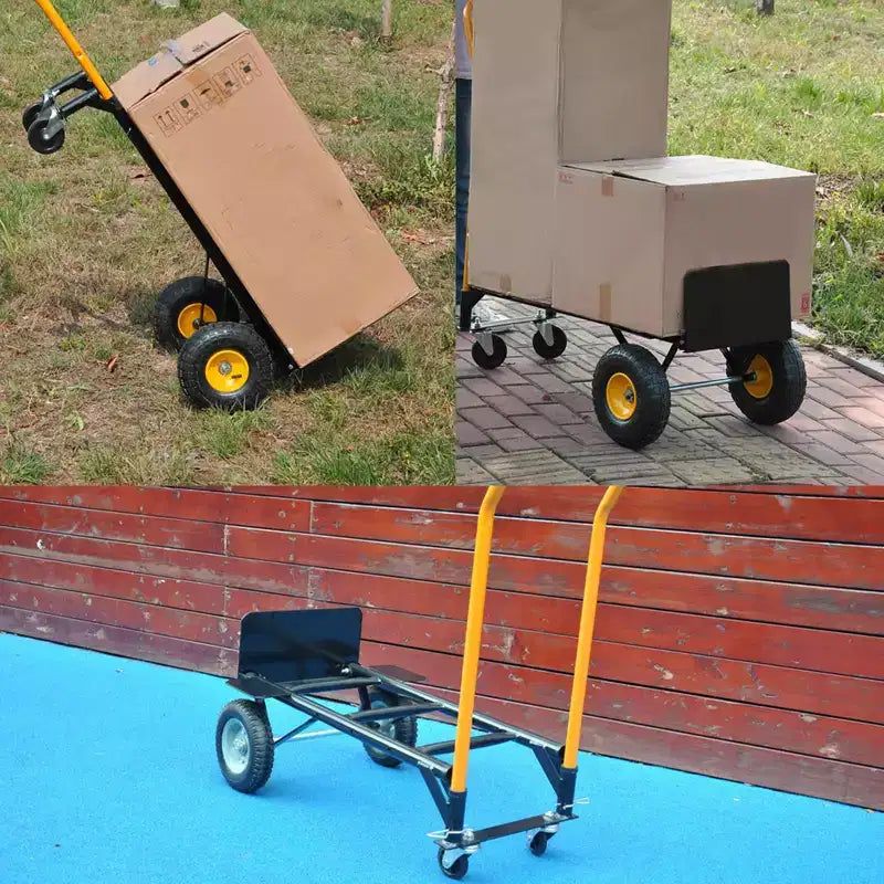 Carrello a mano convertibile, carrello pieghevole 2-in-1 con 4 ruote antiforatura, portata pesante di 180 kg, per traslochi, magazzino, ufficio e uso industriale