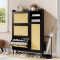 Freestanding Shoe Cabinet for Entryway with 3 Flip Drawers, Modern Wood Shoe Storage Organizer with Metal Legs for Hallway & Small Spaces