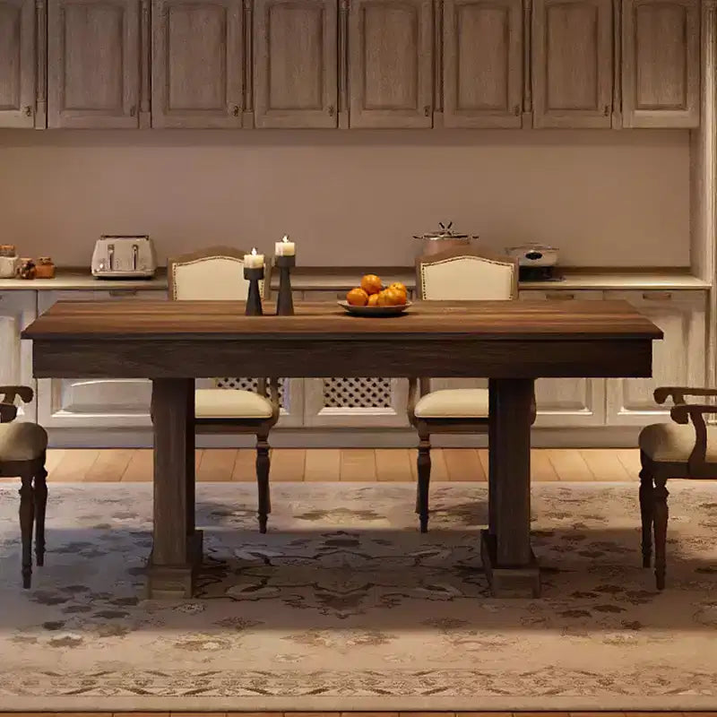 Tavolo da pranzo rettangolare in legno da 71 pollici, stile farmhouse, per 6-8 persone, tavolo da cucina con 2 ampi cassetti e piano spesso, struttura robusta per famiglie numerose