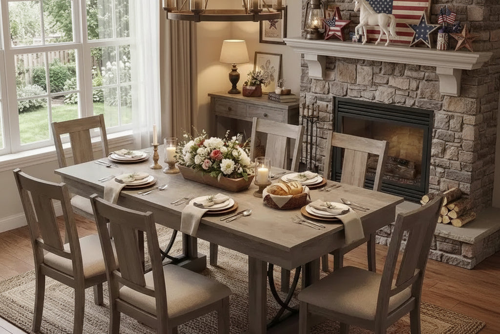 71 Long Farmhouse Wooden Rectangular Dining Table for 6-8, Kitchen Table with 2 Large Drawers & Thick Table Top, Sturdy Frame for Big Family