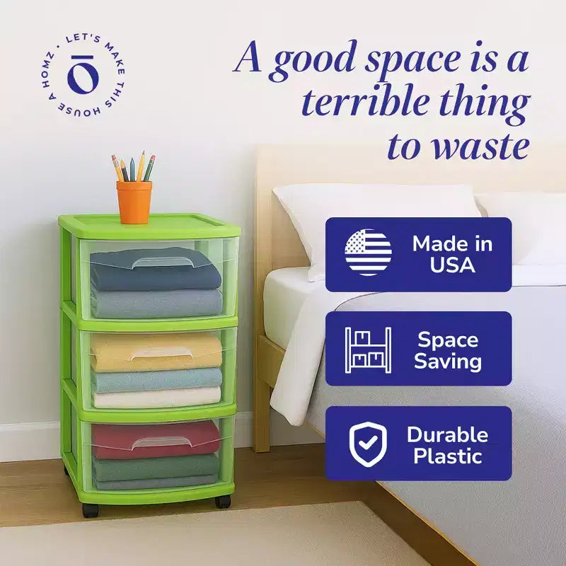 Carrello Organizer a 3 Cassetti con Ruote Rimovibili, Misura Media, Struttura Viola