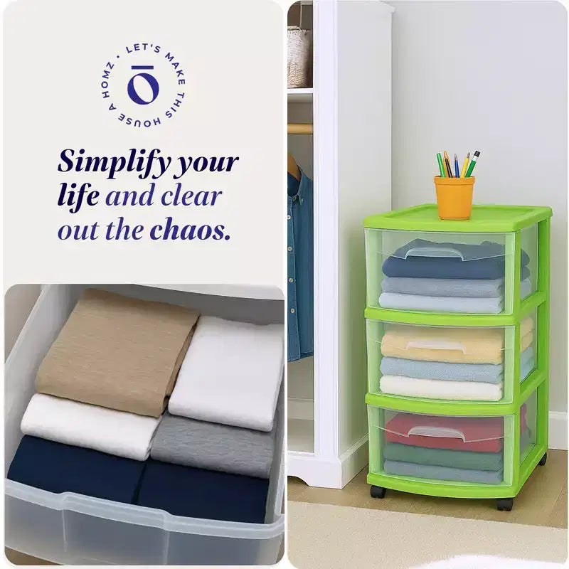 Carrello Organizer a 3 Cassetti con Ruote Rimovibili, Misura Media, Struttura Viola