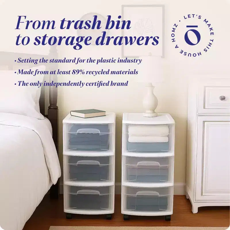 Carrello Organizer a 3 Cassetti con Ruote Rimovibili, Misura Media, Struttura Viola