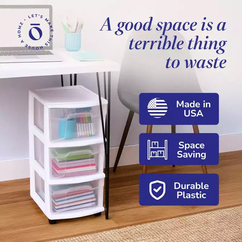 Carrello Organizer a 3 Cassetti con Ruote Rimovibili, Misura Media, Struttura Viola