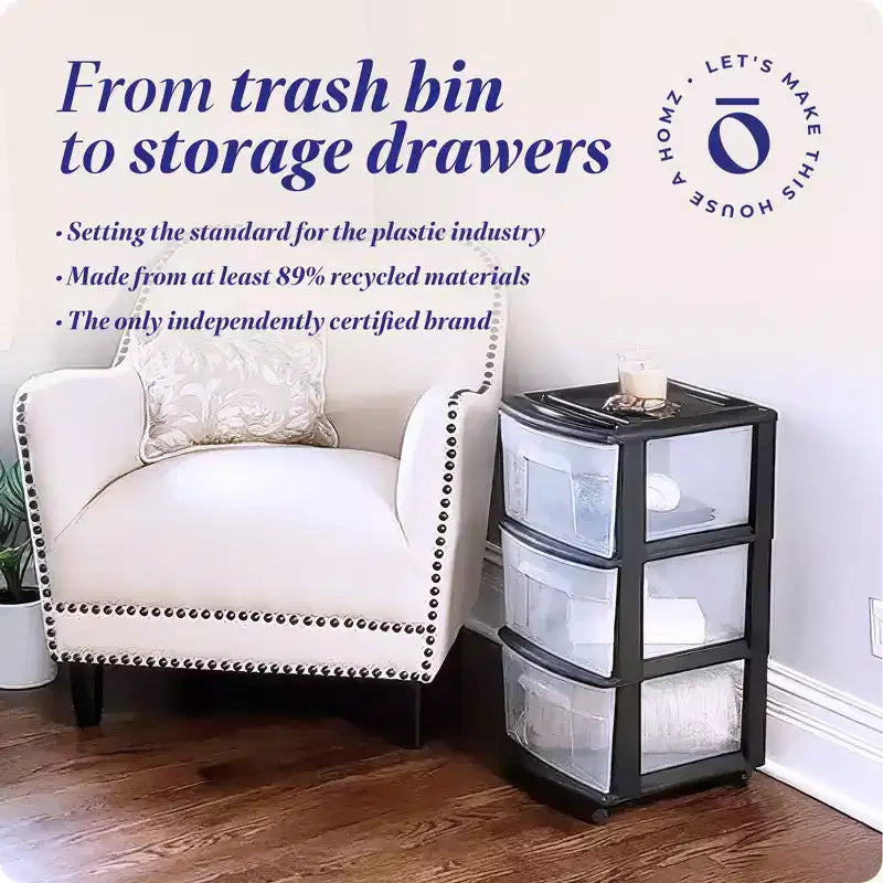 Carrello Organizer a 3 Cassetti con Ruote Rimovibili, Misura Media, Struttura Viola
