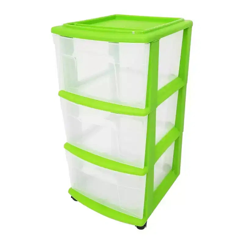 Carrello Organizer a 3 Cassetti con Ruote Rimovibili, Misura Media, Struttura Viola