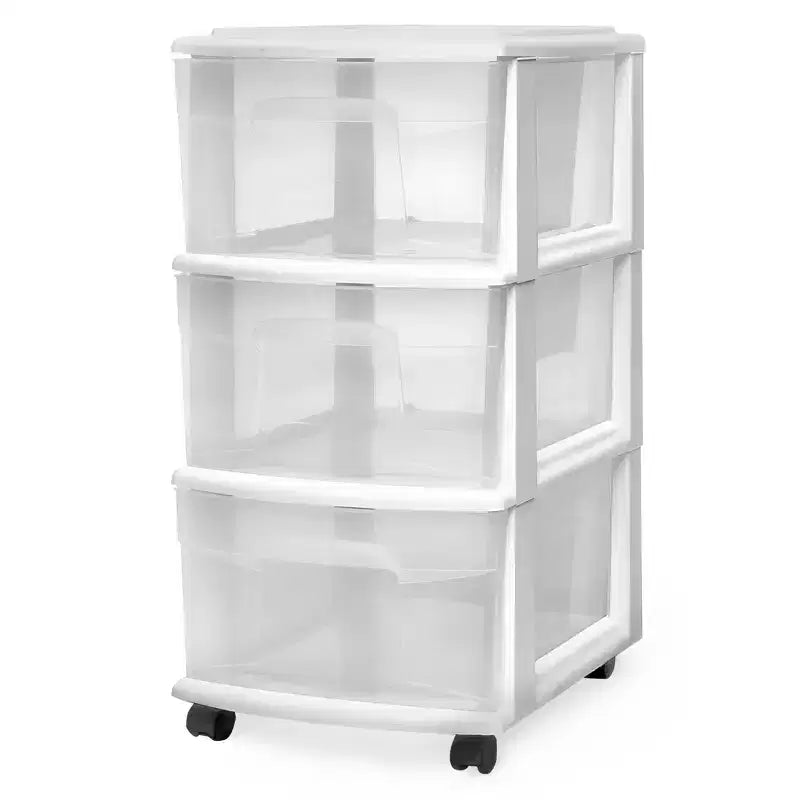 Carrello Organizer a 3 Cassetti con Ruote Rimovibili, Misura Media, Struttura Viola