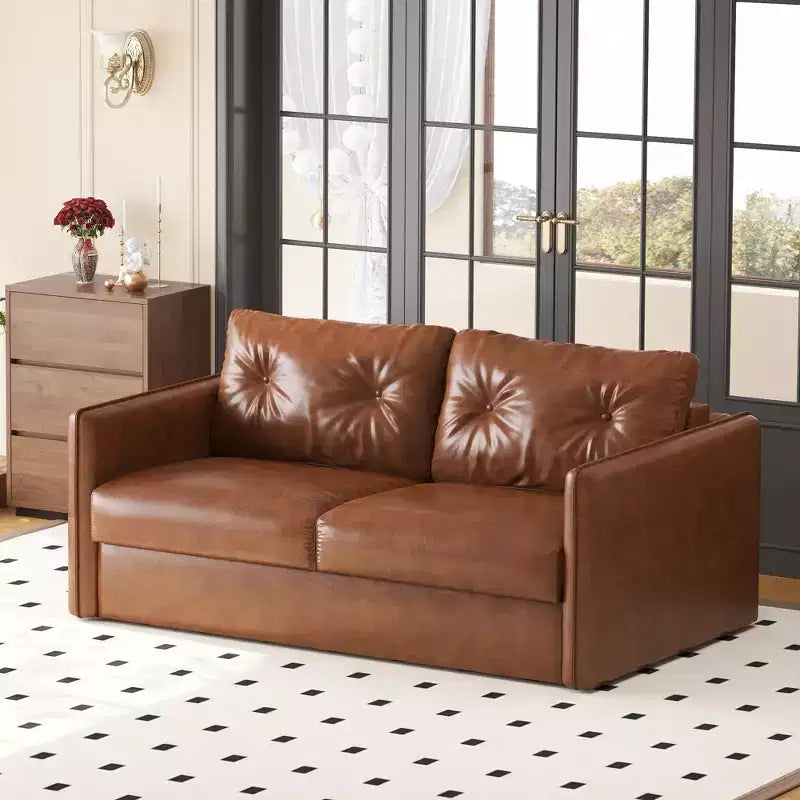 Divano letto estraibile moderno in similpelle da 160 cm, divanetto letto 2 in 1 per piccoli spazi