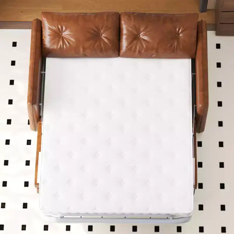 Divano letto estraibile moderno in similpelle da 160 cm, divanetto letto 2 in 1 per piccoli spazi