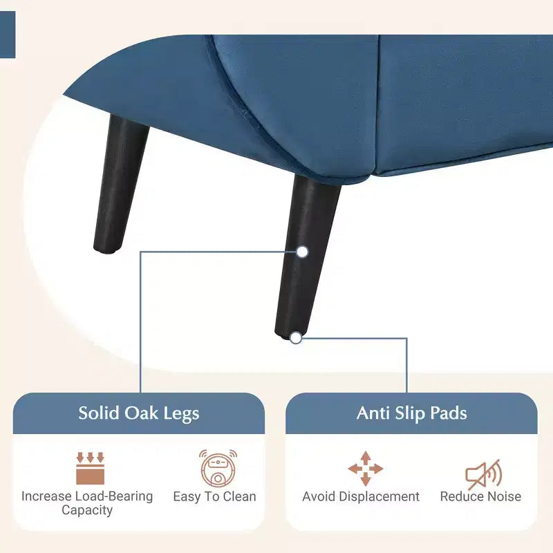 Panca Ottomana con Contenitore da Fine Letto, Velluto Trapuntato, Braccioli Arrotondati, 2 Cuscini e Gambe in Rovere Massiccio