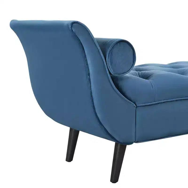 Panca Ottomana con Contenitore da Fine Letto, Velluto Trapuntato, Braccioli Arrotondati, 2 Cuscini e Gambe in Rovere Massiccio