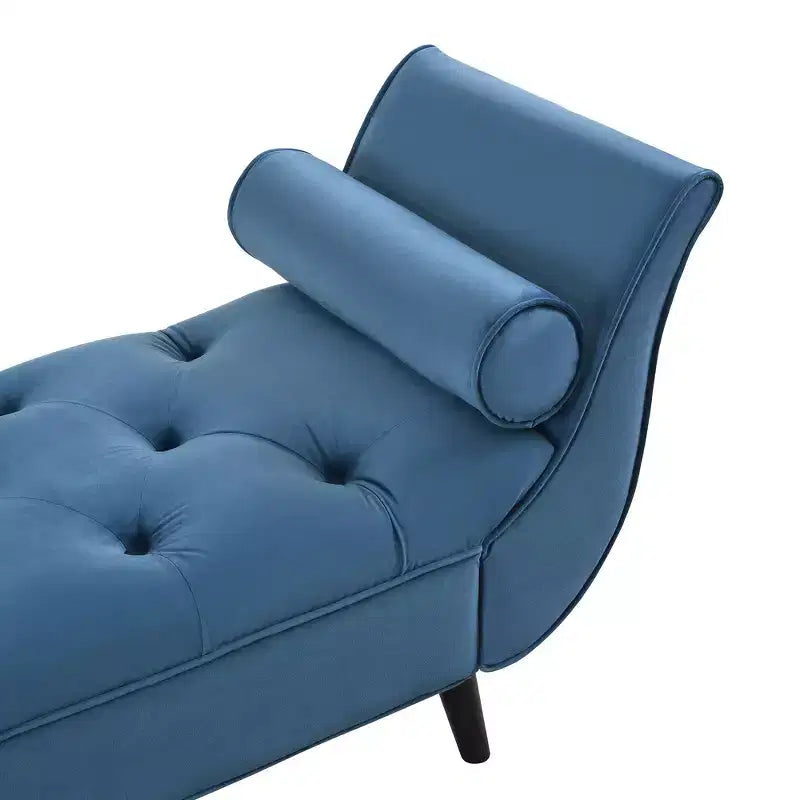 Panca Ottomana con Contenitore da Fine Letto, Velluto Trapuntato, Braccioli Arrotondati, 2 Cuscini e Gambe in Rovere Massiccio