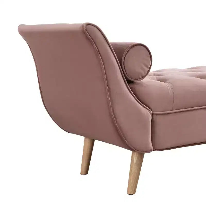Panca Ottomana con Contenitore da Fine Letto, Velluto Trapuntato, Braccioli Arrotondati, 2 Cuscini e Gambe in Rovere Massiccio