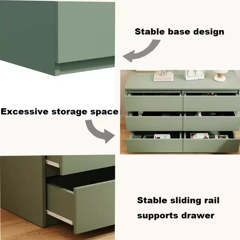 Cassettiera Moderna in Legno a 6 Cassetti con Funzionamento Fluido per Camera da Letto e Soggiorno