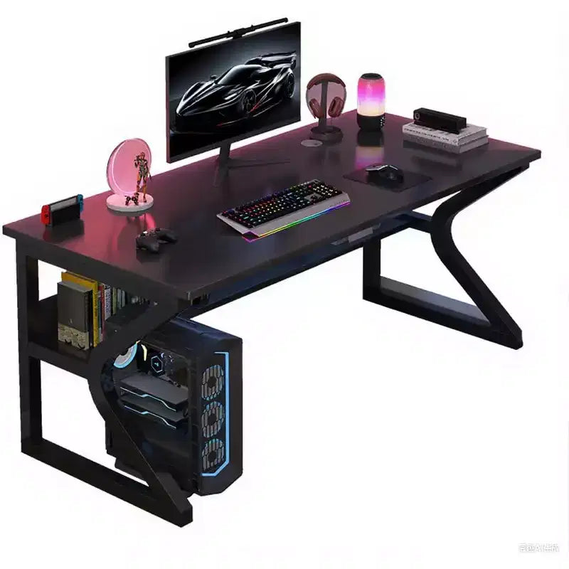 Sturdy Industrial Computer Desk  Work and Gaming Table with Shelves  Metal and Wood Structure  Space Saving for Office or Bedroom  Black 80x50cm