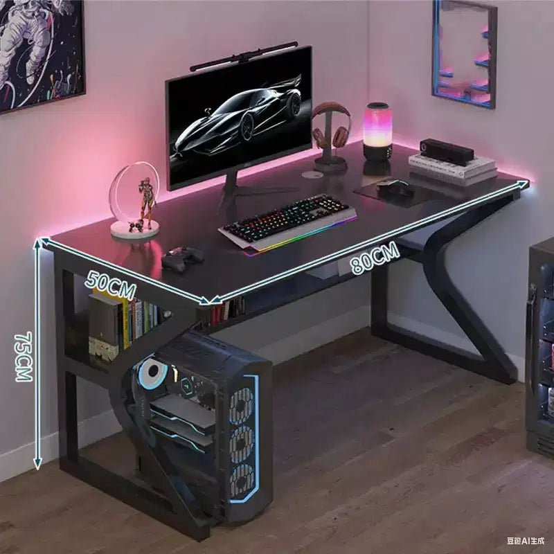 Scrivania Industriale Robusta per Computer  Tavolo da Lavoro e Gaming con Scaffali  Struttura in Metallo e Legno  Salvaspazio per Ufficio o Camera da Letto  Nero 80x50cm