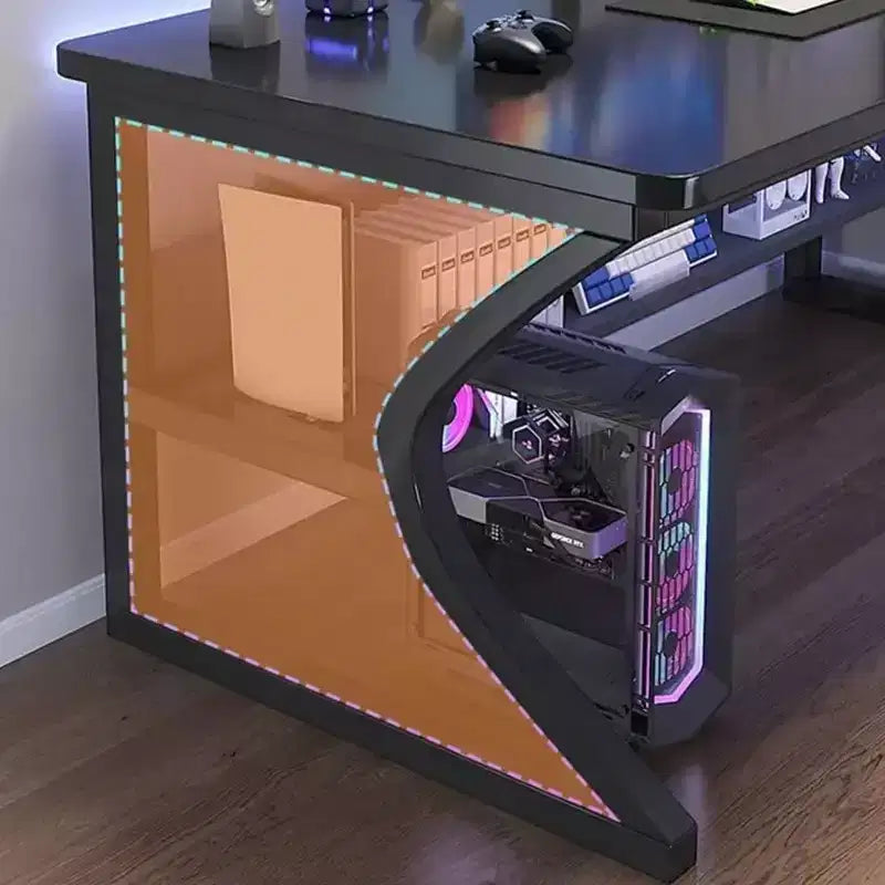 Scrivania Industriale Robusta per Computer  Tavolo da Lavoro e Gaming con Scaffali  Struttura in Metallo e Legno  Salvaspazio per Ufficio o Camera da Letto  Nero 80x50cm