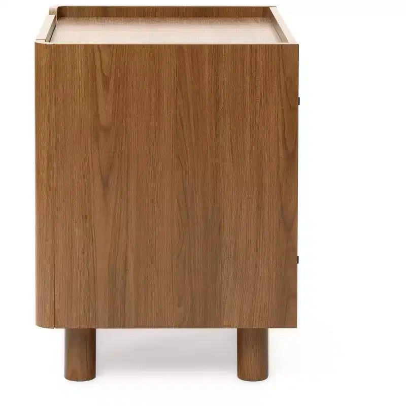 21.6" Comodino Marrone con 2 Cassetti, Tavolino da Notte Moderno di Metà Secolo per Camera da Letto e Soggiorno