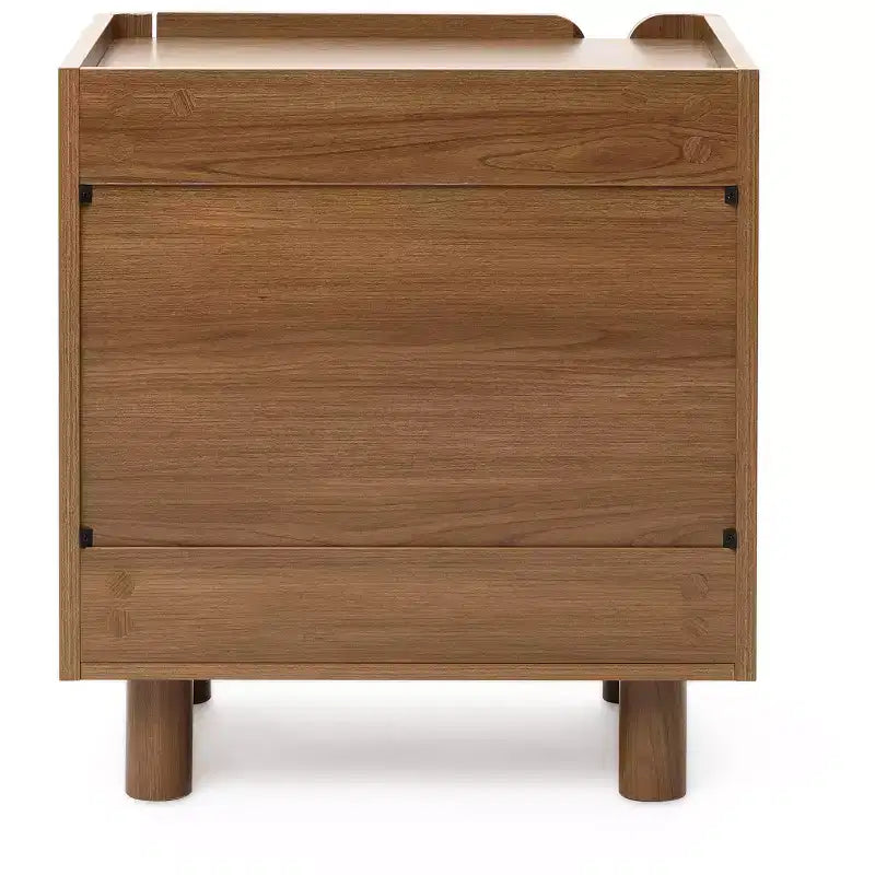 21.6" Comodino Marrone con 2 Cassetti, Tavolino da Notte Moderno di Metà Secolo per Camera da Letto e Soggiorno