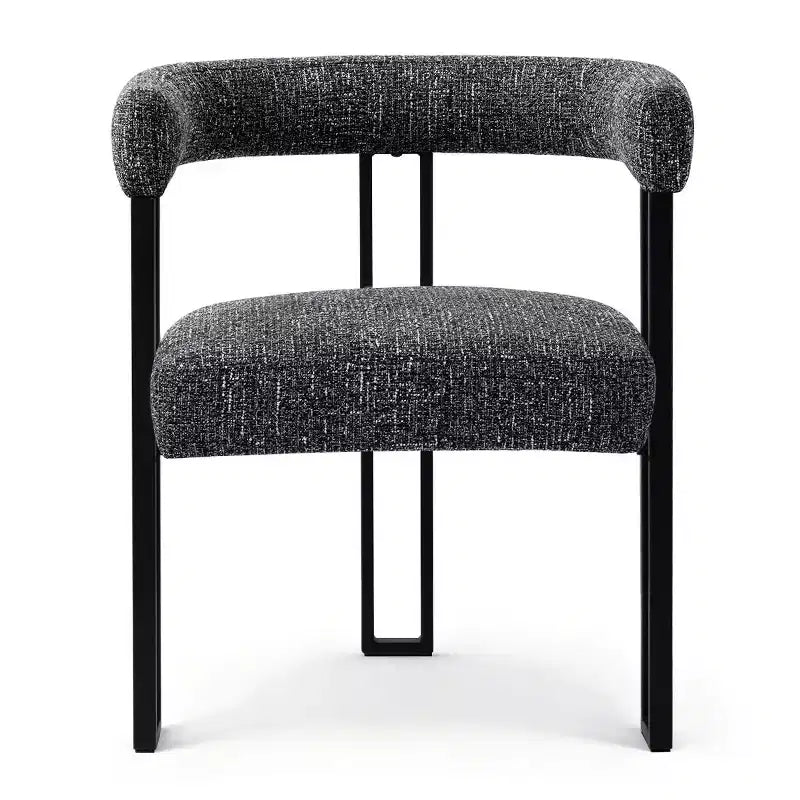 Set di 4 sedie da pranzo moderne imbottite con braccioli, schienale curvo e gambe in metallo nero