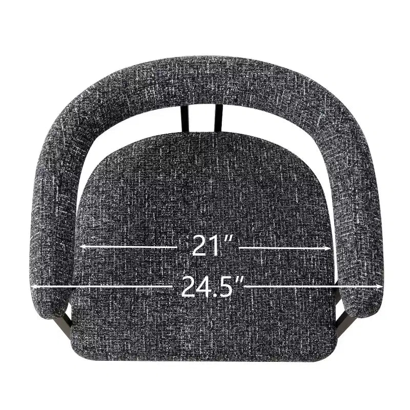 Set di 4 sedie da pranzo moderne imbottite con braccioli, schienale curvo e gambe in metallo nero
