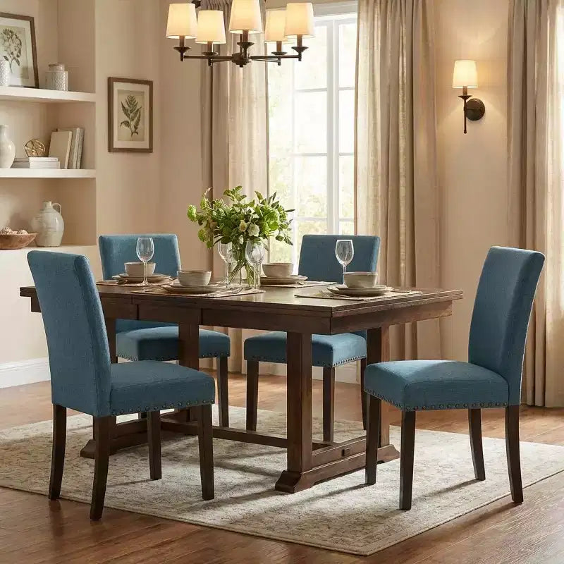 Set di sedie da pranzo imbottite, sedie moderne in tessuto neoclassico con cuscino imbottito, per sala da pranzo e soggiorno