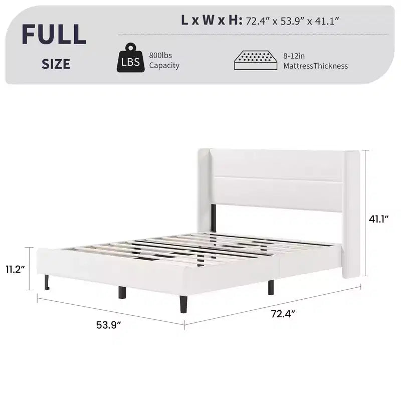 Struttura Letto a Piattaforma in Velluto con Testiera Trapuntata con Ali, Doghe in Legno, Nessun Box Spring Necessario