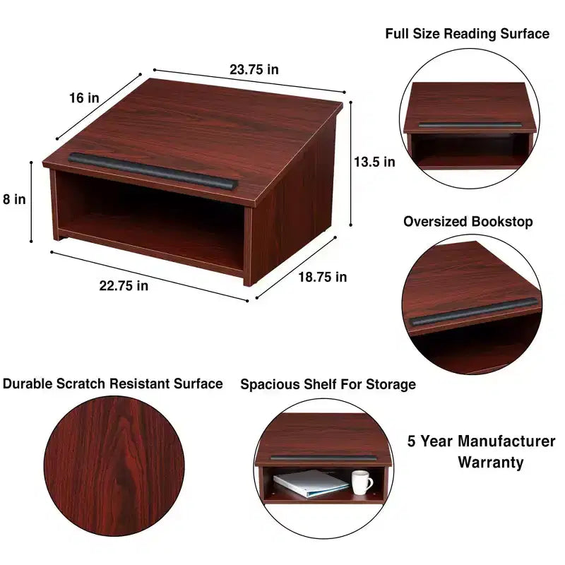 Leggio da tavolo, truciolato di mogano con superficie laminata, design moderno