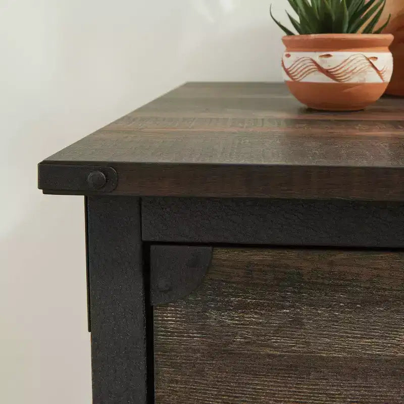 Credenza industriale con cassetti, rovere carbonio, struttura in metallo, formato per documenti/legale