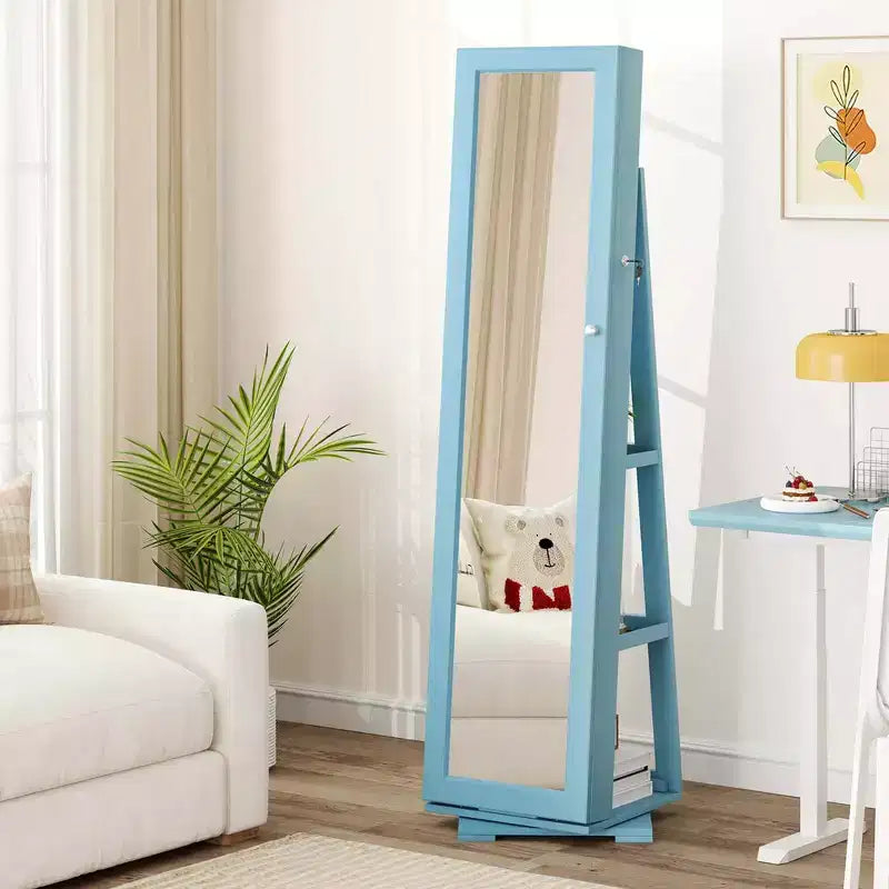 Armadio Portagioie con Specchio Girevole a 360° e Blocco, 2 in 1, Disponibile in 8 Colori