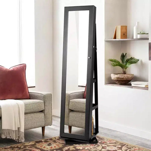 Armadio Portagioie con Specchio Girevole a 360° e Blocco, 2 in 1, Disponibile in 8 Colori
