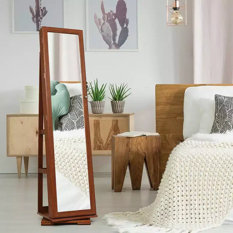 Armadio Portagioie con Specchio Girevole a 360° e Blocco, 2 in 1, Disponibile in 8 Colori