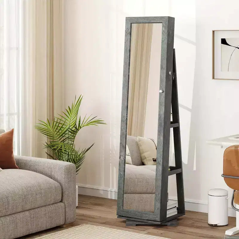 Armadio Portagioie con Specchio Girevole a 360° e Blocco, 2 in 1, Disponibile in 8 Colori
