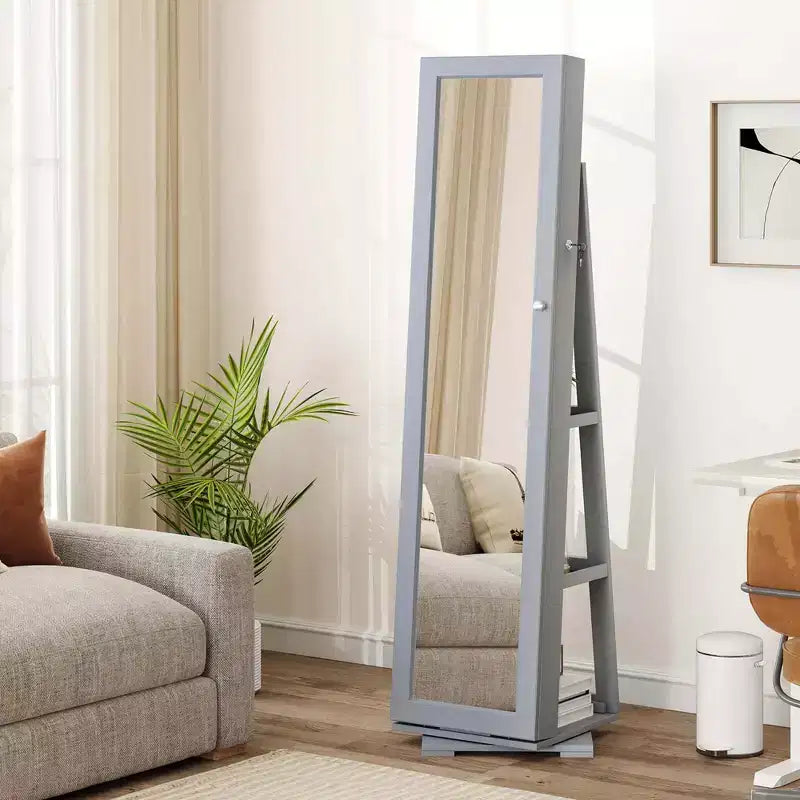 Armadio Portagioie con Specchio Girevole a 360° e Blocco, 2 in 1, Disponibile in 8 Colori