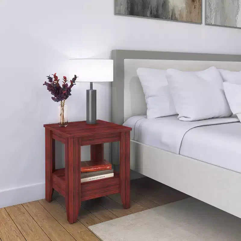 Comodino classico con cassetto e ripiano, comodino in legno massello per la camera da letto