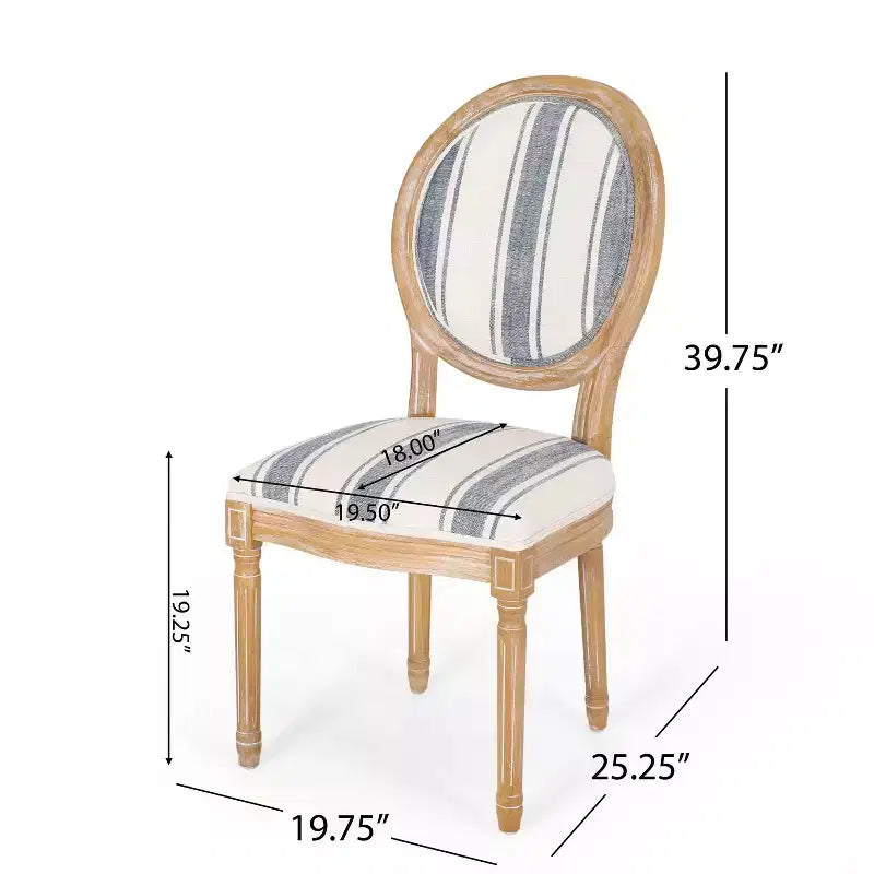 Set di 2 sedie da pranzo imbottite stile Country francese, schienale King Louis, gambe in legno di gomma, capacità 136 kg